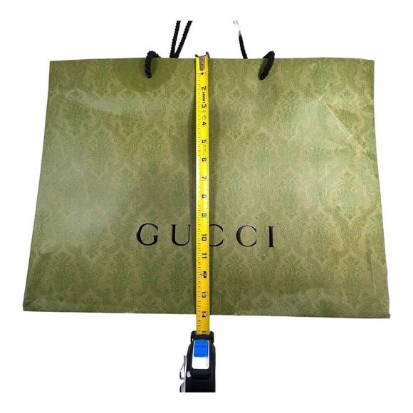 Authentic GUCCI Large Shopping Gift Bag Green Brocade Design 19"L x 14"H x 6.5”W - Picture 3 of 5
